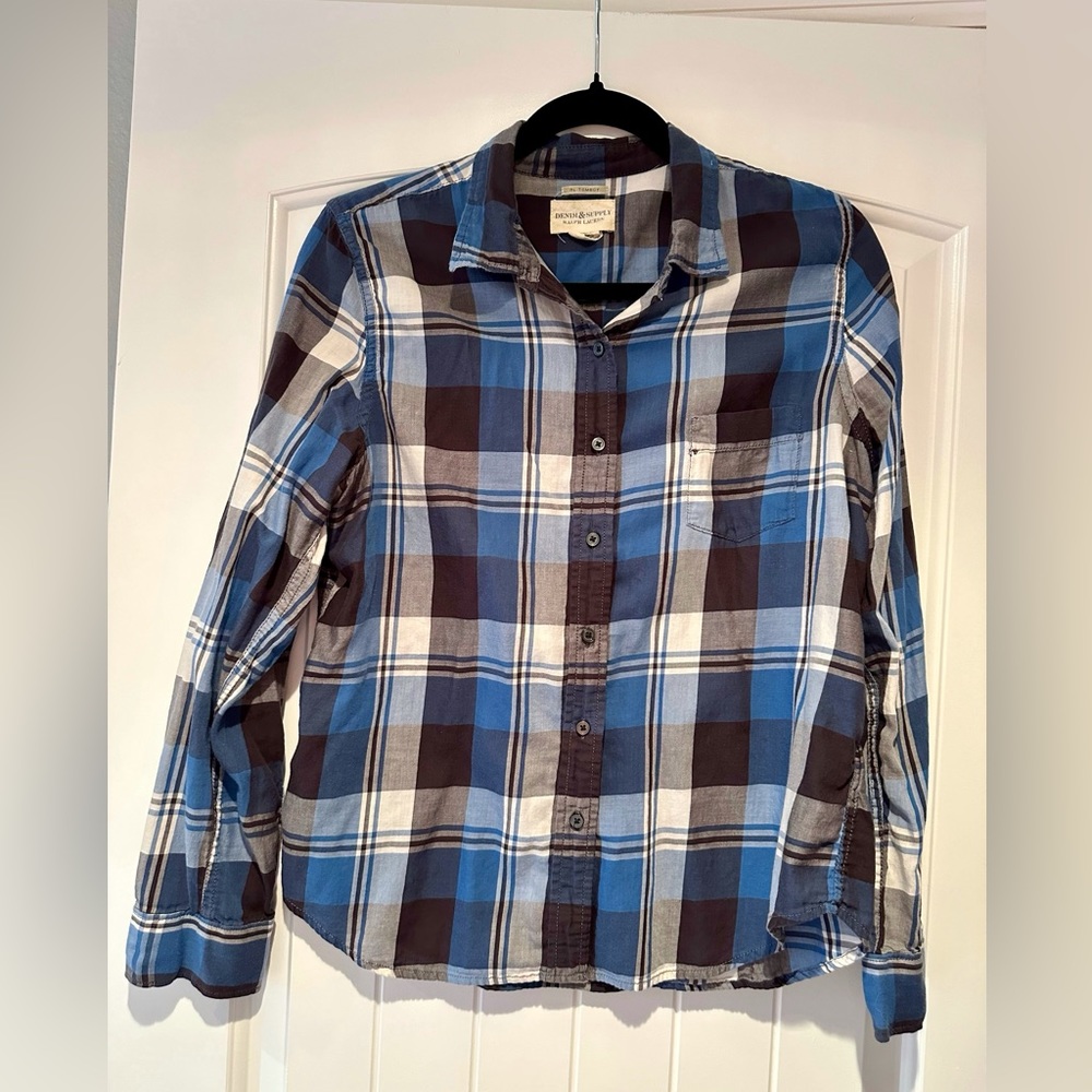 Ralph Lauren Denim & Supply women’s plaid button down shirt, 100% cotton